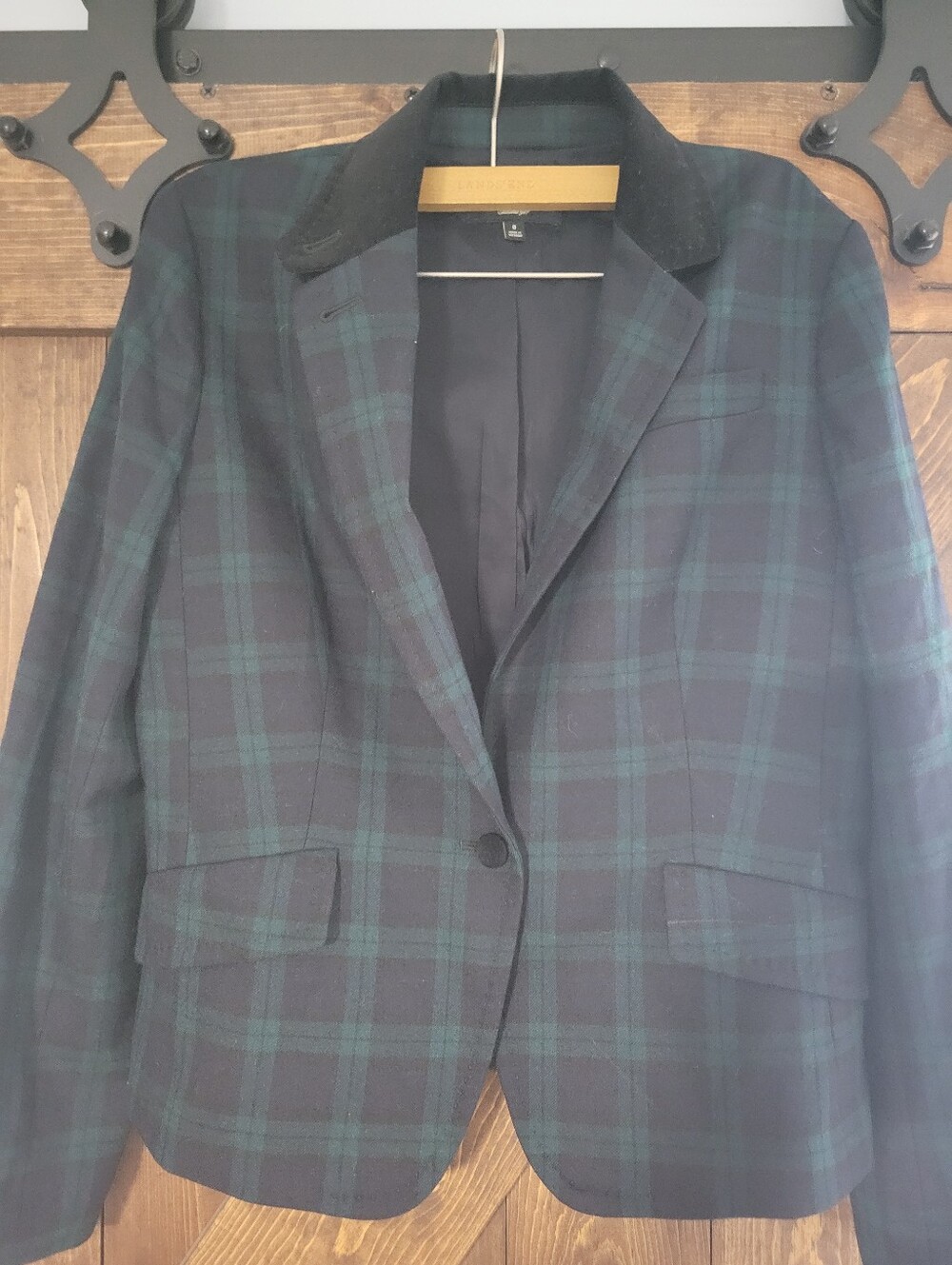 Dark Green and Navy Plaid Blazer V